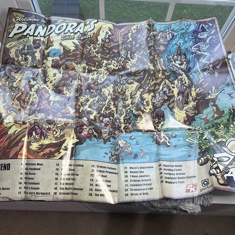 Xbox 360 Borderlands Game‎ of the Year Edition Complete Collection W/ Map Poster